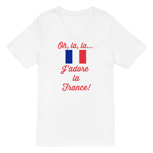 I Love France Short Sleeve V-Neck T-Shirt